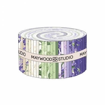 Purple Green Floral Fabric Strips, Jelly Roll, Lilac Lane, Purple, Green, Lavender, Flowers, 40 Strips Total, Quilt Fabric, Binding