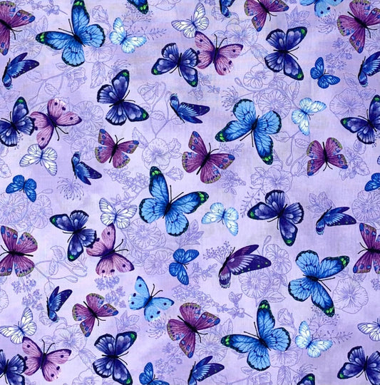 Butterfly yardage, Butterfly Dreams, Purple, Blue, Lavender, Timeless Treasures