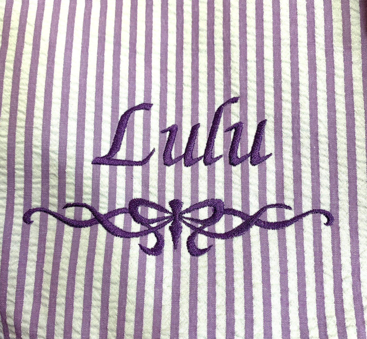 Personalized Duffle Bag, Seer Sucker Cotton, Sports Bag, Sleep Over Bag, Bridesmaid Gift, Embroidered Gift, Purple, Navy, Pink