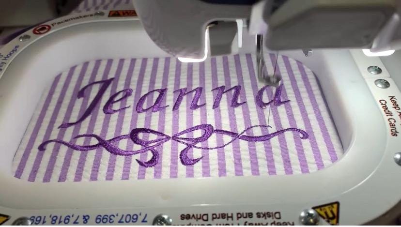 Personalized Duffle Bag, Seer Sucker Cotton, Sports Bag, Sleep Over Bag, Bridesmaid Gift, Embroidered Gift, Purple, Navy, Pink