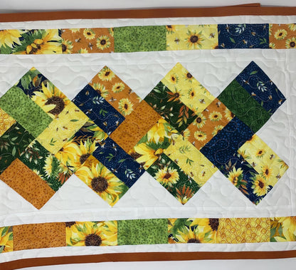 Fall Table Runner Quilt: Sunflowers, Bees, Handmade