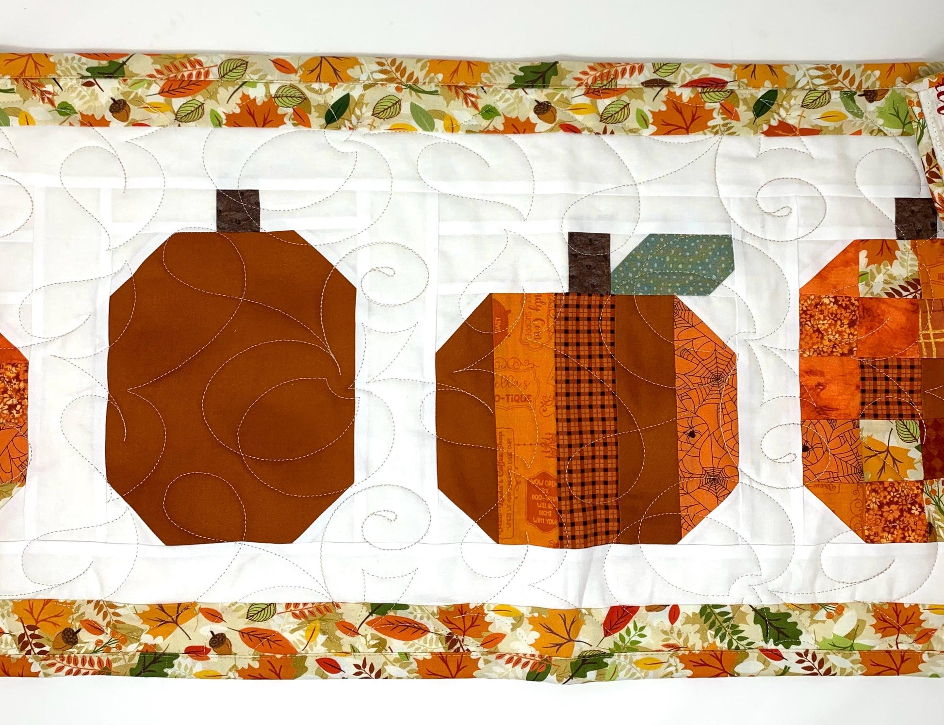 Pumpkin Table Runner Quilt, Fall, Autumn, Orange, Handmade