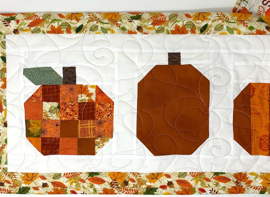Pumpkin Table Runner Quilt, Fall, Autumn, Orange, Handmade