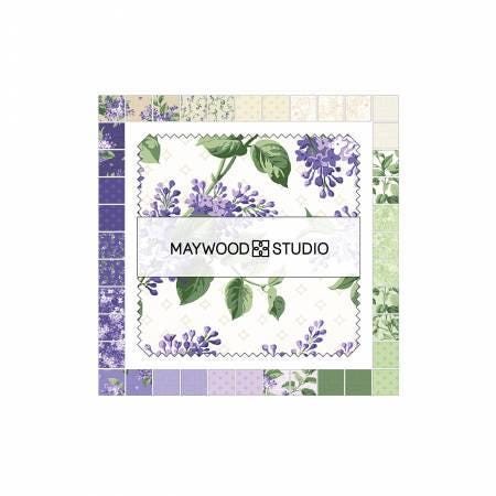 Floral Charm Pack, Lilac Lane, Purple, Green, Lavender, Maywood Studio, Charm Pack