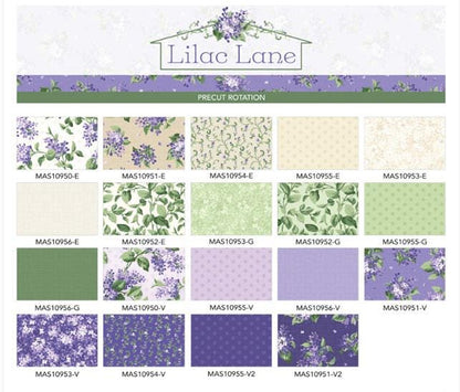 Purple Green Floral Layer Cake, Lilac Lane, Purple, Green, Maywood Studio, 10 inch squares