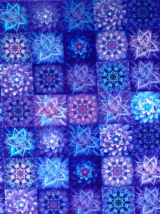 Dream Big Tiles in Indigo by Hoffman Fabric