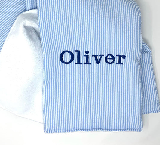 Personalized Beach Bath Towel, Seersucker, Terry Cloth Towel