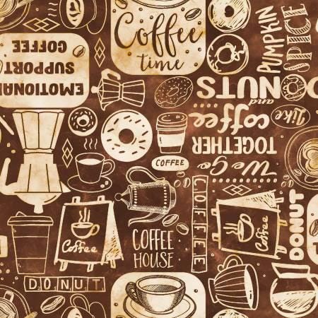 Coffee Fabric Yardage: Latte Art by 3 Wishes