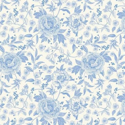 Blue Floral Fabric Squares: Penelope Collection for Riley Blake