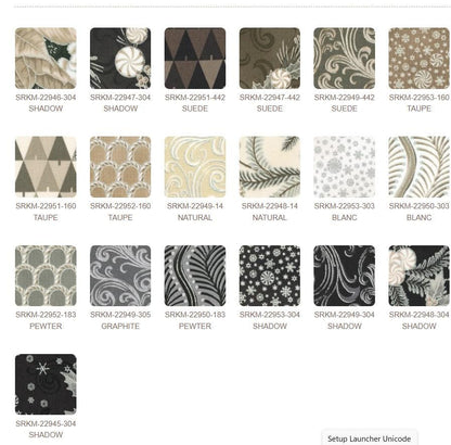 Holiday Flourish Fabric Squares: Peppermint Twist Graphite Colorstory Charm Pack, 5 inch (42 Pieces)