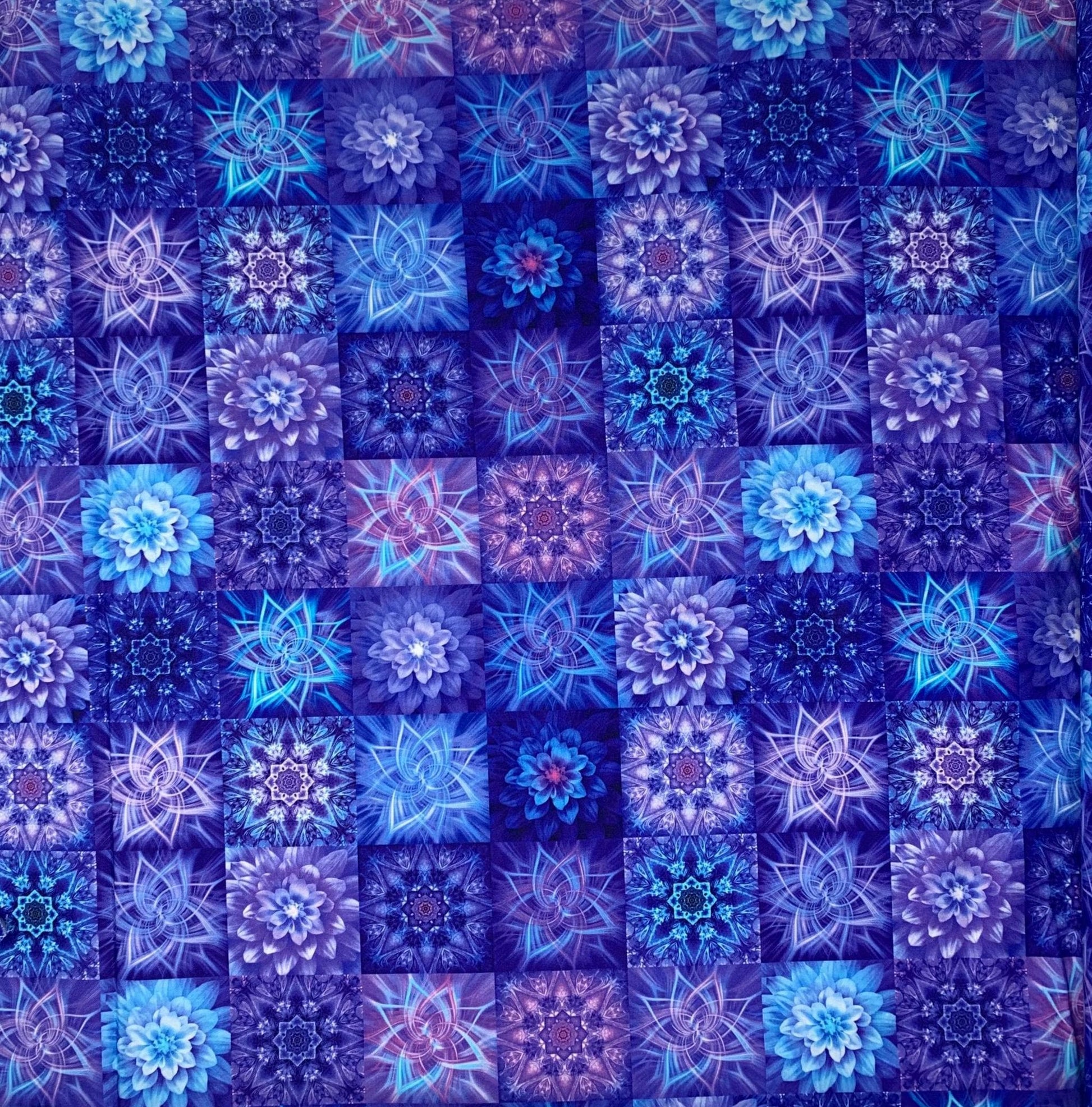 Dream Big Tiles in Indigo by Hoffman Fabric