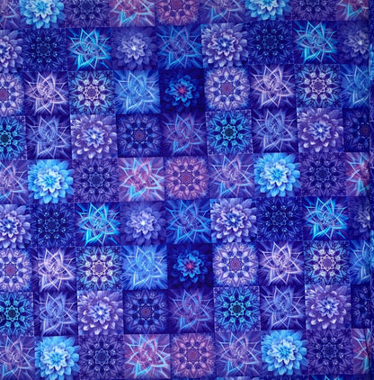 Dream Big Tiles in Indigo by Hoffman Fabric