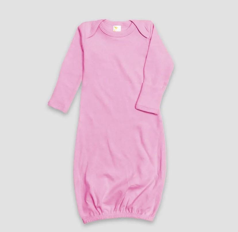 Baby Infant Gown and Cap Set, Pink or White, Embroidered name personalized