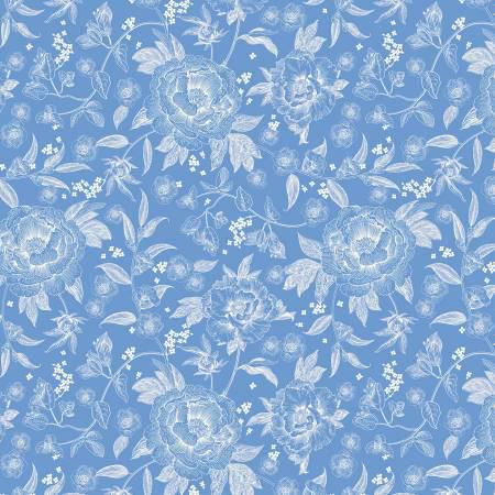 Blue Floral Fabric Squares: Penelope Collection for Riley Blake
