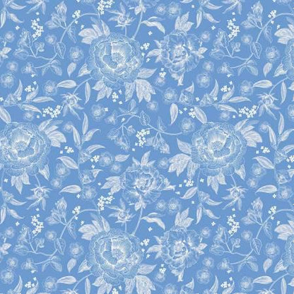 Blue Floral Fabric Squares: Penelope Collection for Riley Blake
