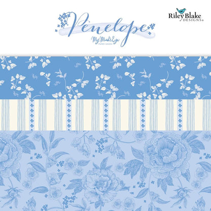 Blue Floral Fabric Squares: Penelope Collection for Riley Blake