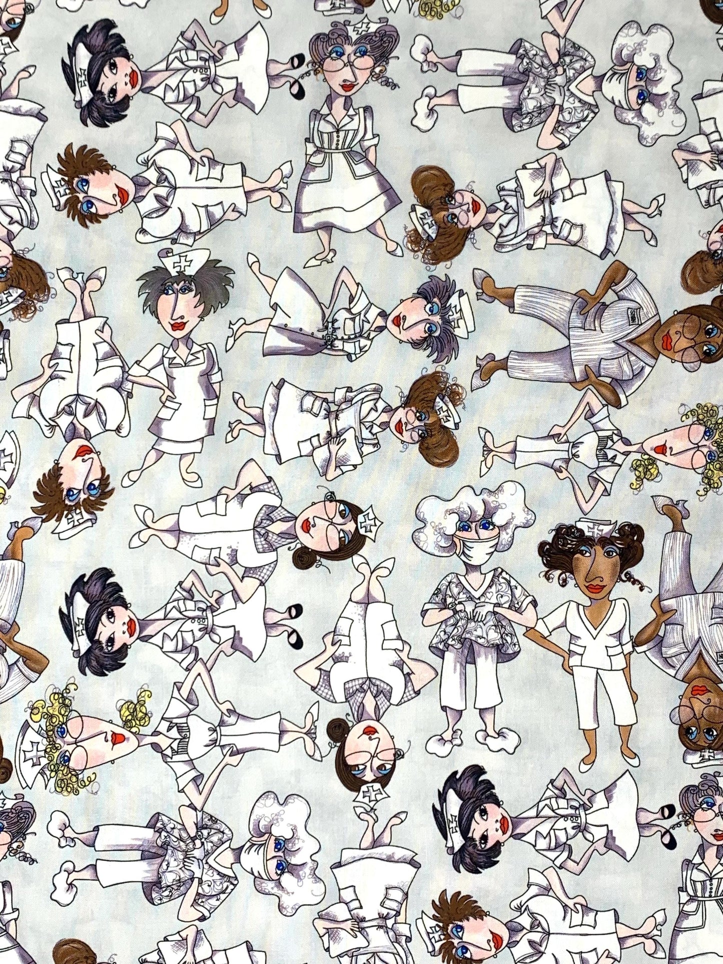 Nurse, Tossed Nurses , Gray Background, Loralie Designs, Yardage, 691799