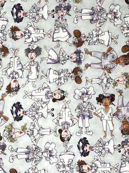 Nurse, Tossed Nurses , Gray Background, Loralie Designs, Yardage, 691799