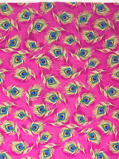 Peacock Yardage, Pretty Peacock on Cerise, Loralie Designs, Yardage, 692360B