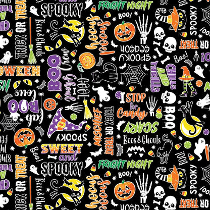 Halloween Fabric Yardage: Monster Mash, Glow in the Dark - Benartex