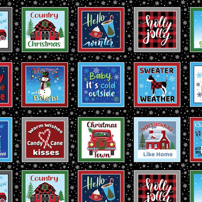 Christmas Fabric Panel: Multi-Country Christmas Boxes - Benartex
