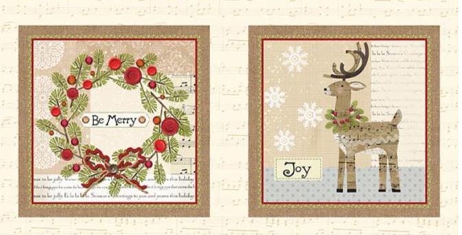 Christmas Fabric Panel: White Christmas Cream/Multi - Benartex
