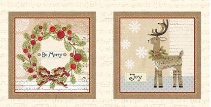 Christmas Fabric Panel: White Christmas Cream/Multi - Benartex