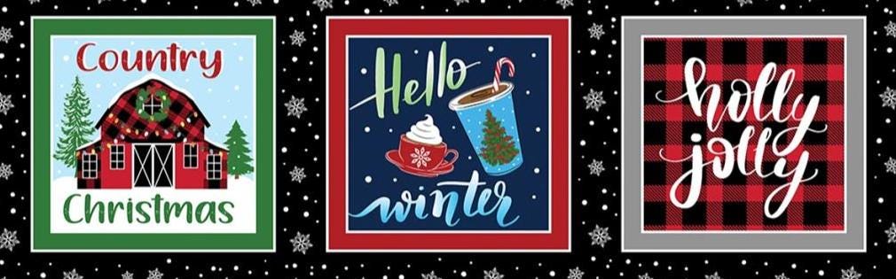 Christmas Fabric Panel: Multi-Country Christmas Boxes - Benartex