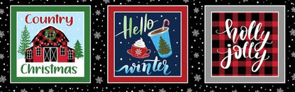 Christmas Fabric Panel: Multi-Country Christmas Boxes - Benartex