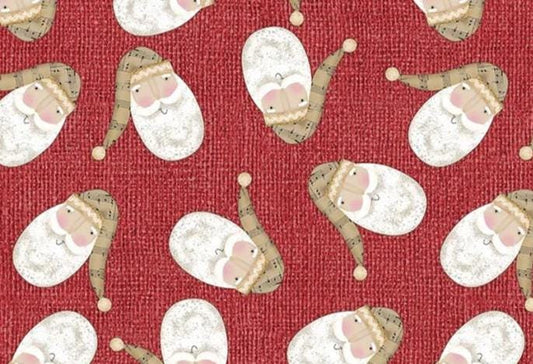Santa Claus Christmas Fabric Yardage: Red Tossed Santa - Benartex