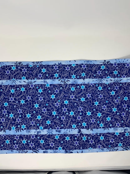Hanukkah Quilted Table Runner: Handmade, Blue, Start of David, Chanukah Decor, 15x49