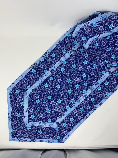 Hanukkah Quilted Table Runner: Handmade, Blue, Start of David, Chanukah Decor, 15x49