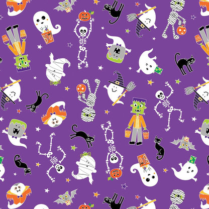 Halloween Fabric Yardage: Monster Mash, Glow in the Dark - Benartex