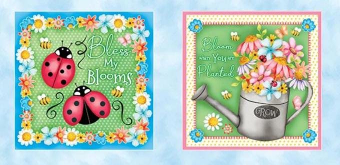 Fabric Panel: Sunshine Days Blue, Benartex