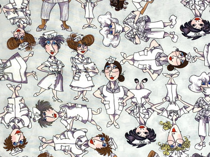 Nurse, Tossed Nurses , Gray Background, Loralie Designs, Yardage, 691799