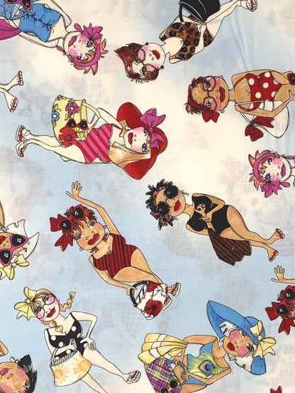 Tossed Beauties Yardage, Blue Sky, Loralie Designs, Bathing Suits, Beach, Yardage, 692440