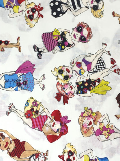 Tossed Beauties Yardage, White, Loralie Designs, Bathing Suits, Beach, Yardage, 692438