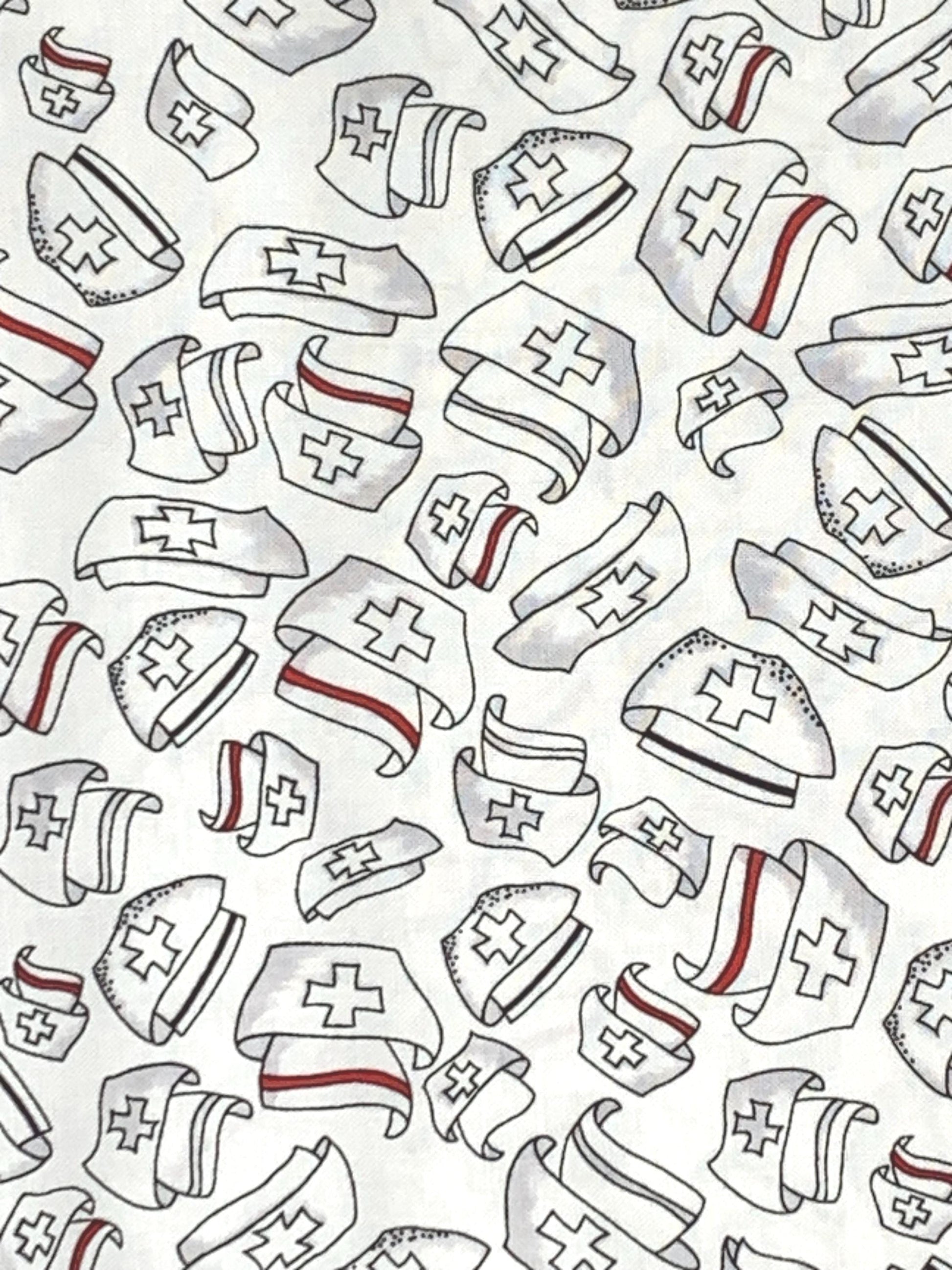 Nurse Caps, Tossed Caps, Happy Hats, White Background, Loralie Designs, Yardage, 691800B