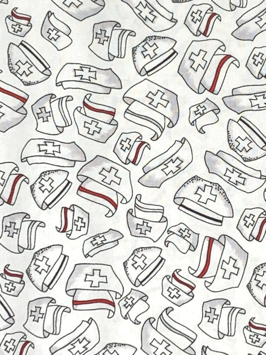 Nurse Caps, Tossed Caps, Happy Hats, White Background, Loralie Designs, Yardage, 691800B