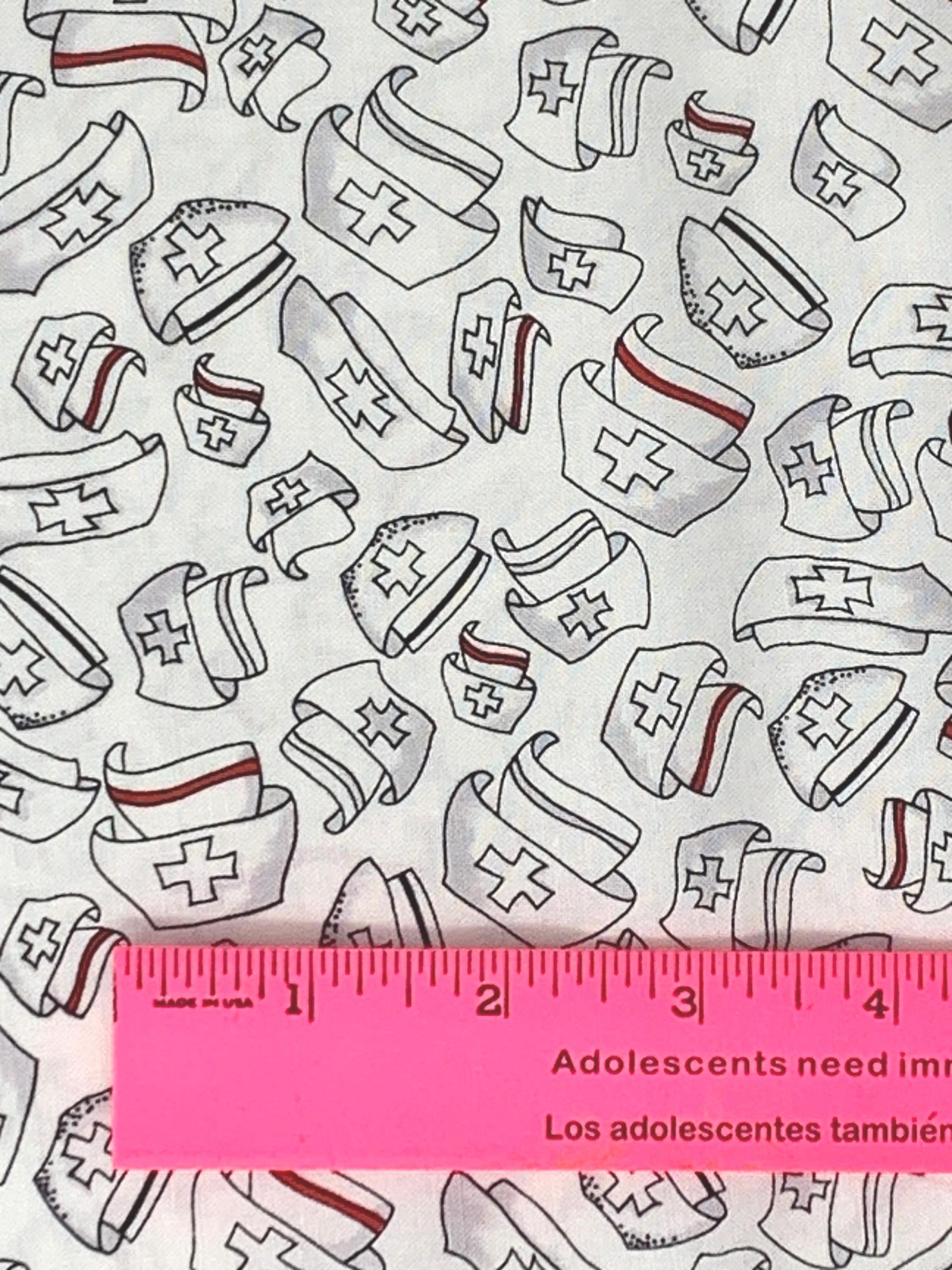 Nurse Caps, Tossed Caps, Happy Hats, White Background, Loralie Designs, Yardage, 691800B