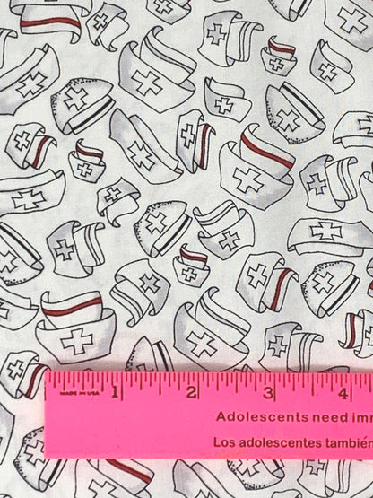 Nurse Caps, Tossed Caps, Happy Hats, White Background, Loralie Designs, Yardage, 691800B
