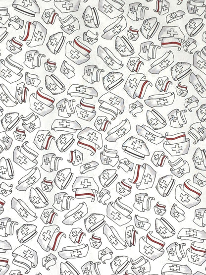 Nurse Caps, Tossed Caps, Happy Hats, White Background, Loralie Designs, Yardage, 691800B