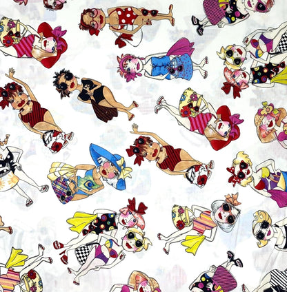 Tossed Beauties Yardage, White, Loralie Designs, Bathing Suits, Beach, Yardage, 692438