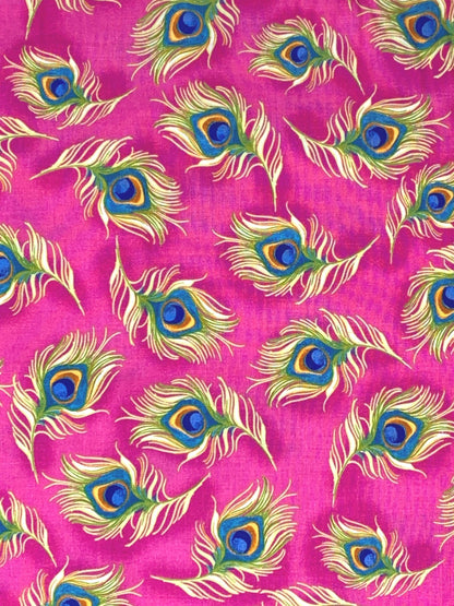 Peacock Yardage, Pretty Peacock on Cerise, Loralie Designs, Yardage, 692360B