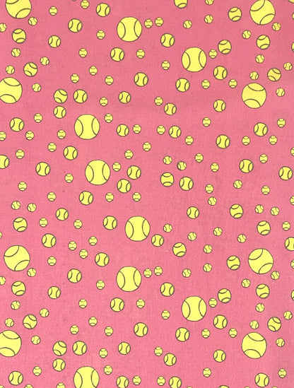 Tennis Ball Yardage, Tennis Worlds, pink, yellow, Loralie Designs, Yardage, 692512