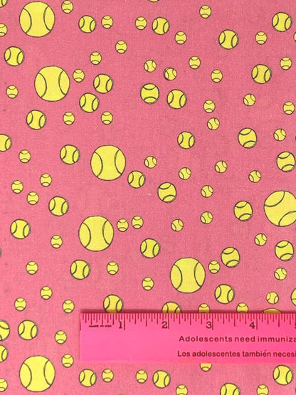 Tennis Ball Yardage, Tennis Worlds, pink, yellow, Loralie Designs, Yardage, 692512