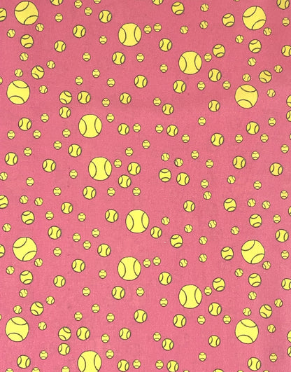 Tennis Ball Yardage, Tennis Worlds, pink, yellow, Loralie Designs, Yardage, 692512