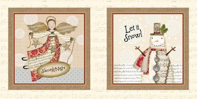 Christmas Fabric Panel: White Christmas Cream/Multi - Benartex