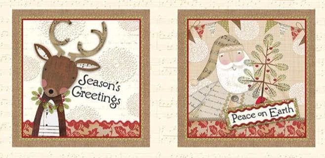 Christmas Fabric Panel: White Christmas Cream/Multi - Benartex