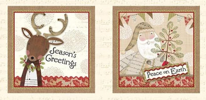 Christmas Fabric Panel: White Christmas Cream/Multi - Benartex